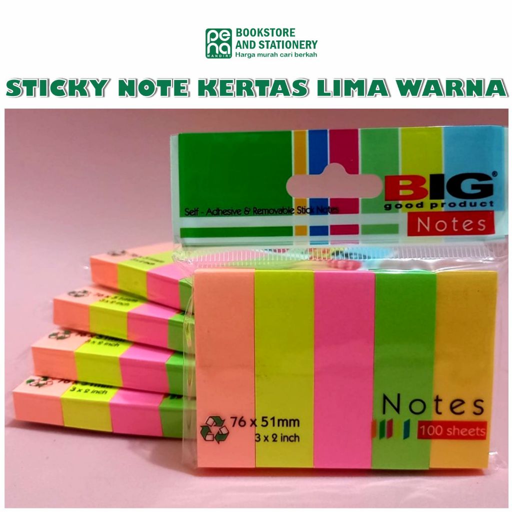 

Pembatas Buku / Sticky Note Memo Kertas Lima Warna - Isi 5 Warna