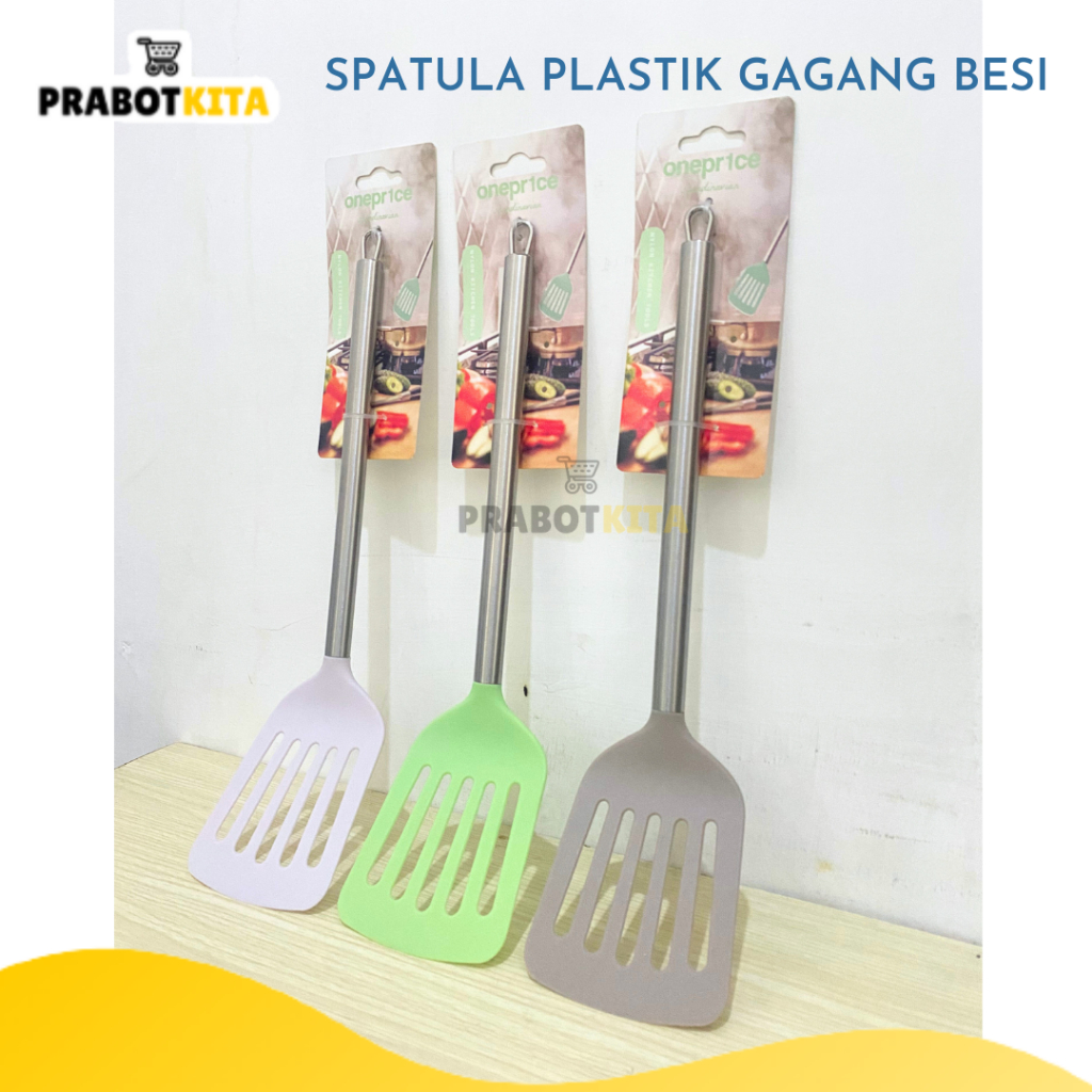 Spatula Plastik Nylon Gagang Stainless / Sodet Sutil Alat Penggoreng Tahan Panas