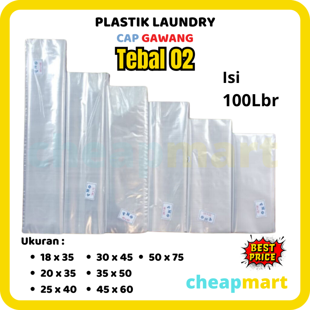 [Isi 100-Lbr] Cap GAWANG Plastik Laundry PP Bening Tebal Kantong Plastik Laundry Plastik Baju PP