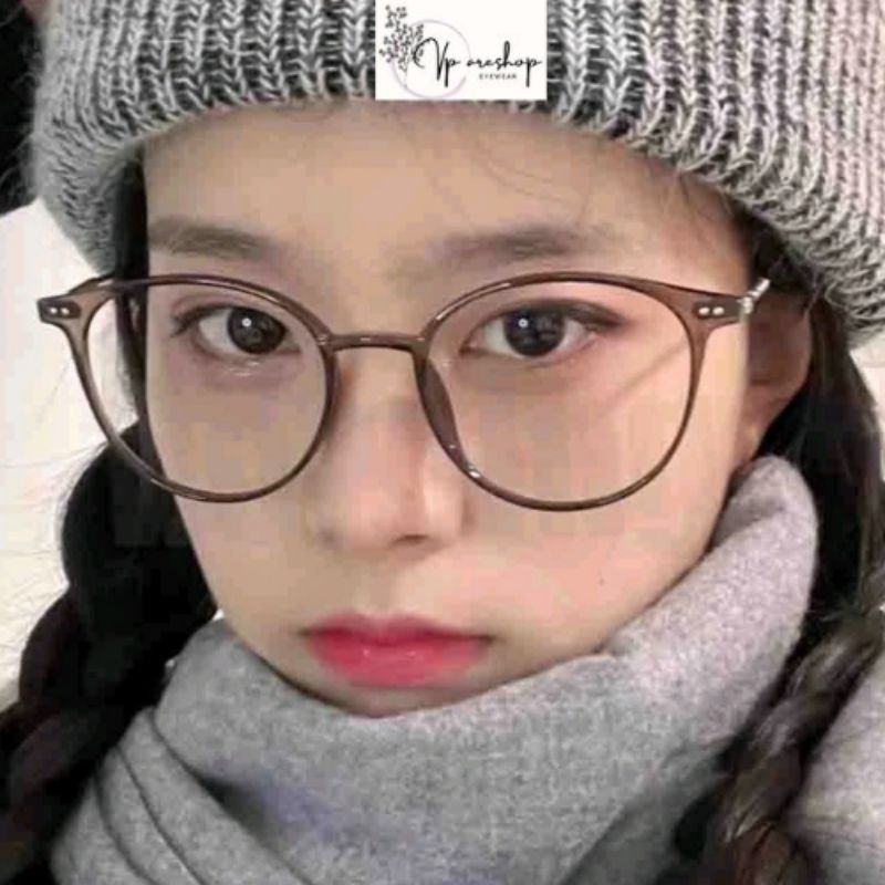 frame kacamata bulat antiradiasi type 2955(paket lensa photocromic minus)