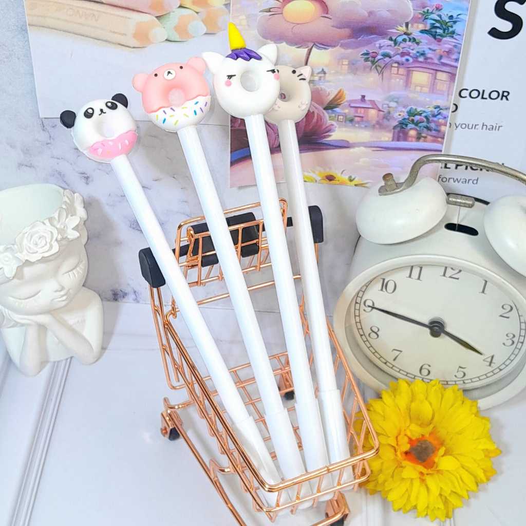 

PEN UNICORN DONAT 1 SET 4 PIECE ALL VARIANT PULPEN GEL IMPORT MURAH BOLPOIN DONUT UNICORN PREMIUM