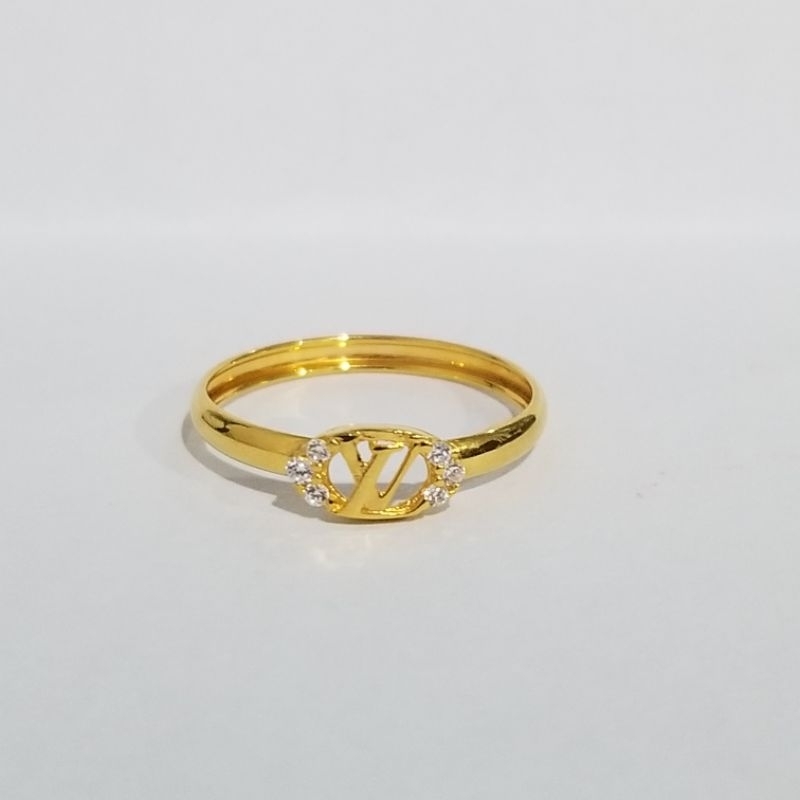 Cincin Huruf L Koleksi Josean Elegant Hadiah Ultah Emas Asli