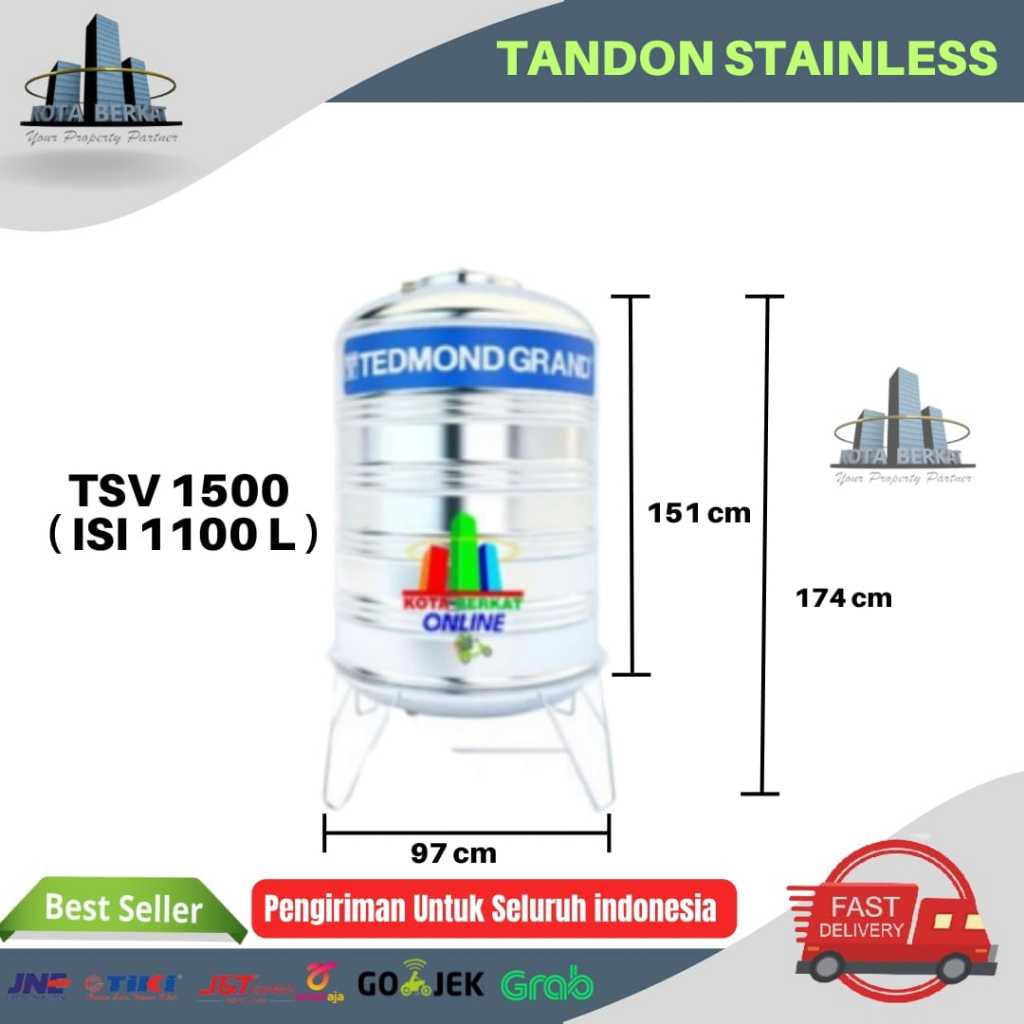 TANDON/ TANGKI AIR STAINLESS TEDMON GRAND TSV 1500 Volume 1100L