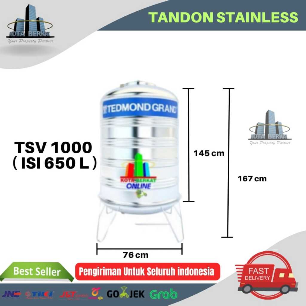 TANDON/ TANGKI AIR STAINLESS TEDMON GRAND TSV 1000 Volume 650L