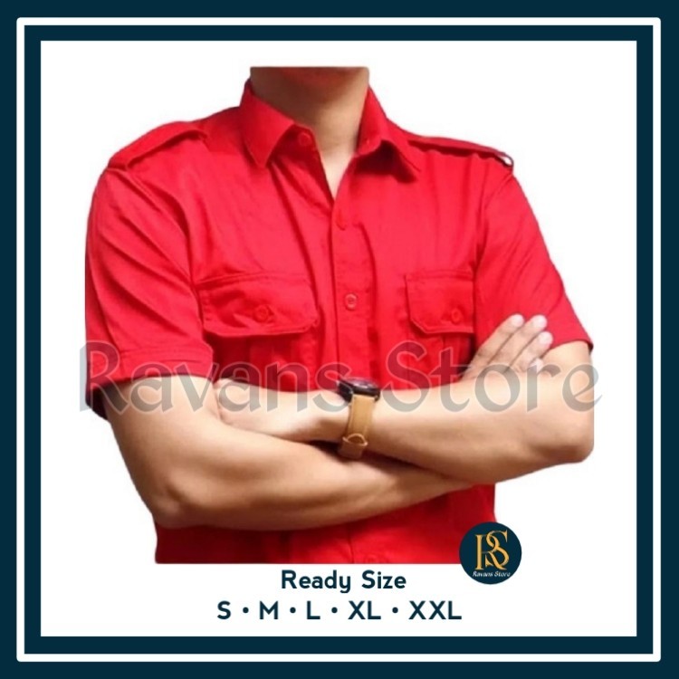 Kemeja Pria Seragam Kerja PDH PDL Lengan Pendek Bahan Katun Drill