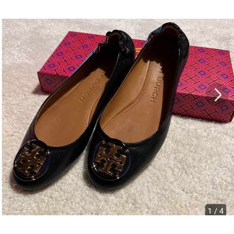Tory burch Multi logo Ballet flat shoes black original