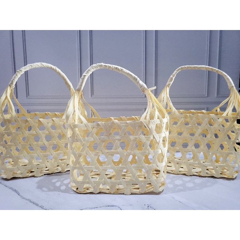 Keranjang Bambu Parcel / Tas Anyaman Bambu / Besek Bambu