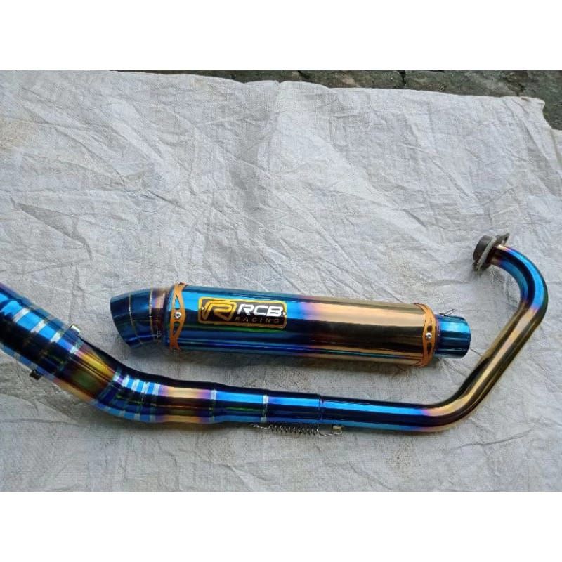 knalpot rcb blu gold bakar buat motor satria Fu Vixion Jupiter MX king CBR Sonic