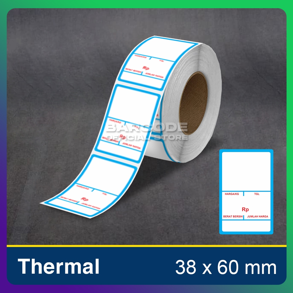 

Label Stiker Thermal 38x60mm 38x60 Timbangan Digital 38 x 60 mm Preprinted isi 500 Pcs