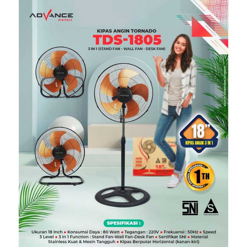 Orbit Fan Nagoya Kipas Angin 3 IN 1 Advance TDS 18 NGY 1801 SF / Kipas Angin 18 inch / Kipas Tornado