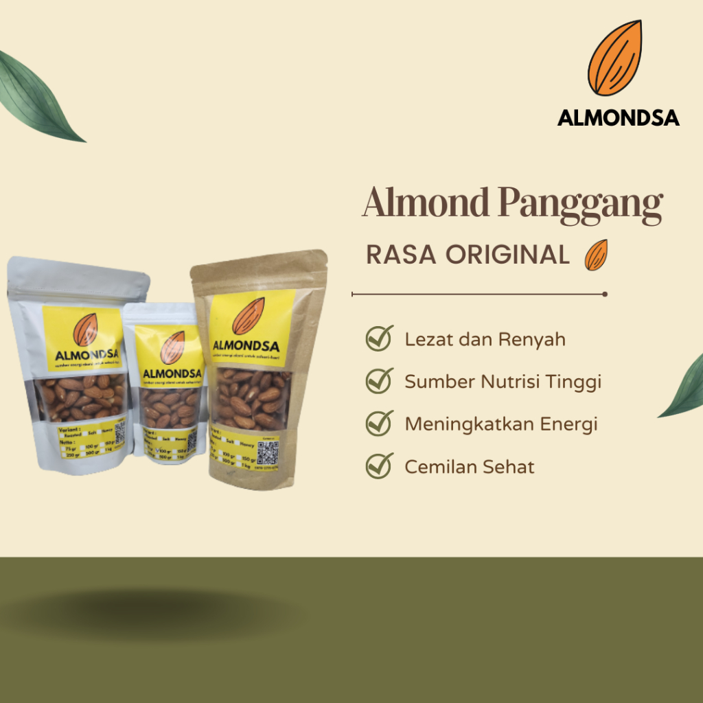

Almond Panggang - Roasted Almond - Original, Asin/Salted, Madu/Honey