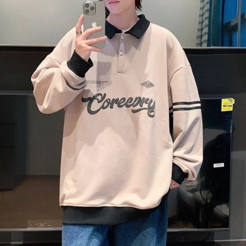 SWEATER PRIA COREEORY RUGBY COLLAR OVERSIZE