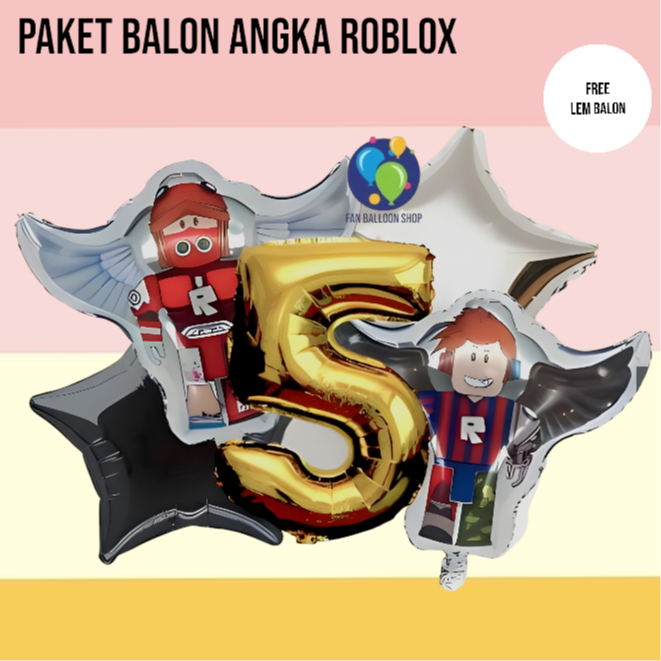 Paket Balon Angka Roblox / Paket Balon Dekorasi Ulang Tahun Anak tema Roblox