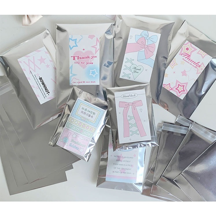 

[HARU] 10Pcs Silver Sealing Bag Pattern Toploader Packaging Bag Kantong Kemasan