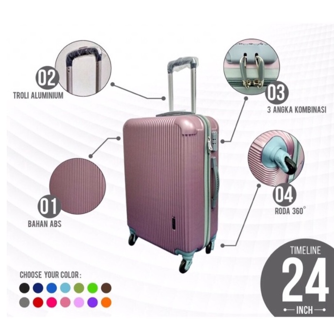 MALL PROMO 1111 BIG SALE Koper Polo Murah 24 Inch 4 Roda Berputar 36 ABS Hardcase CODKoper UmrohTrav