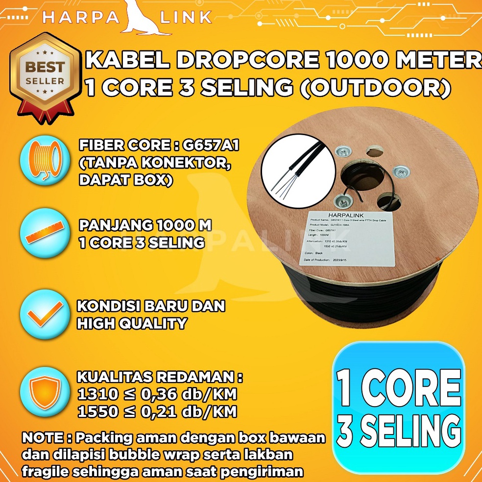 ART K69X Kabel Fiber Optic Dropcore 1M 1 Core 3 Seling Kabel Fiber Optik 1m FTTH Drop Wire DW FO 1 M