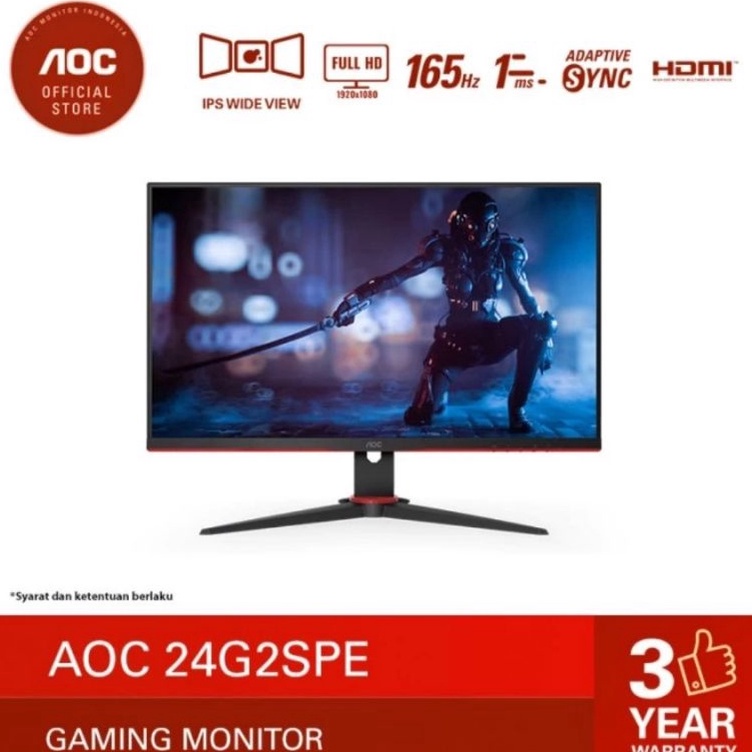 ART C62V MONITOR AOC 24G2SPE 24 INCH IPS 165HZ 1MS ADAPTIVE DP HDMI