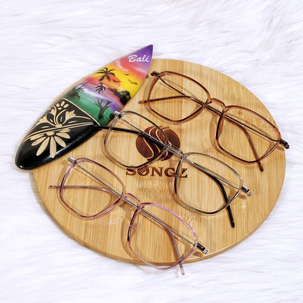 Kacamata Photocromic Frame Lentur AntiPatah Model kotak Kecil Fashion Wanita Pria  Kacamata & Lap
