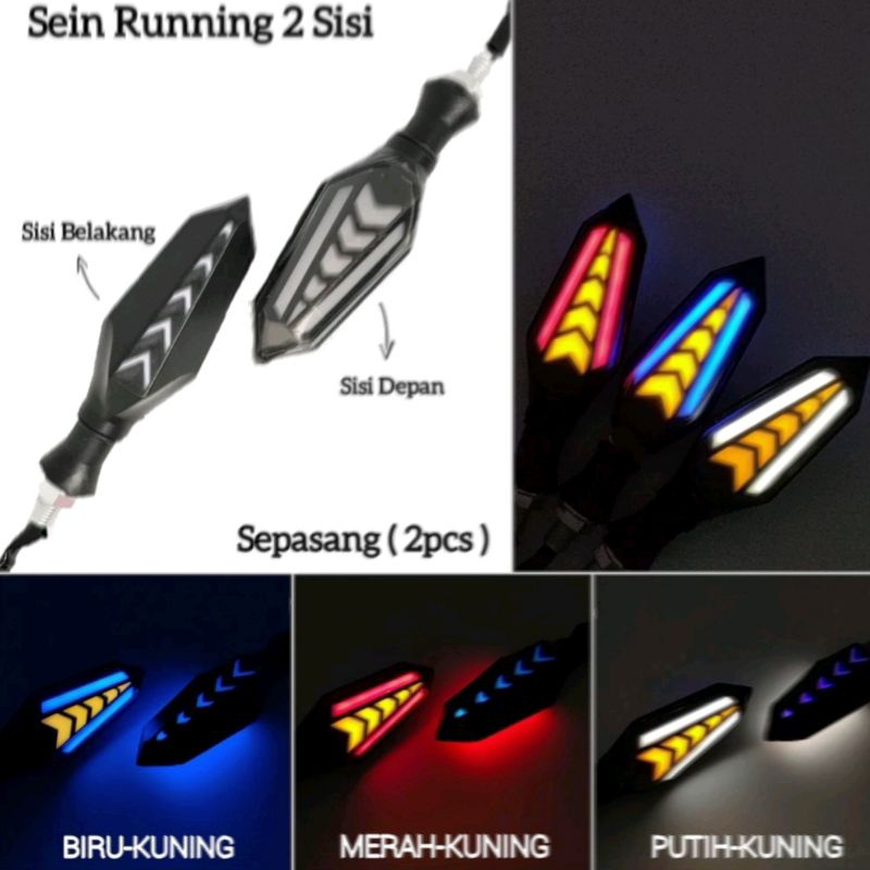 Lampu Sen sein Running Variasi 2 warna Led Senja 2 Sisi Lampu Sein Motor D -251 Lampu Sein Vixion Un