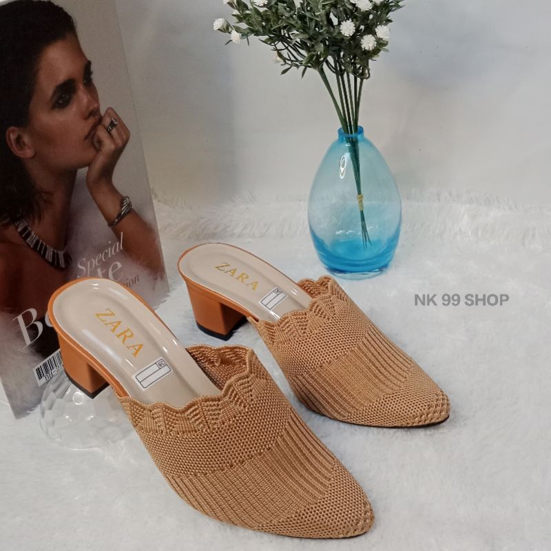 NK 99 - ZARA Heels Sandal Sepatu Wanita Bapau Hak Tahu 5 cm
