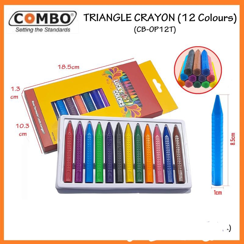 

Triangle Crayon 12 CLR / Krayon Segitiga / Plastic Crayon Lab 12 Warna