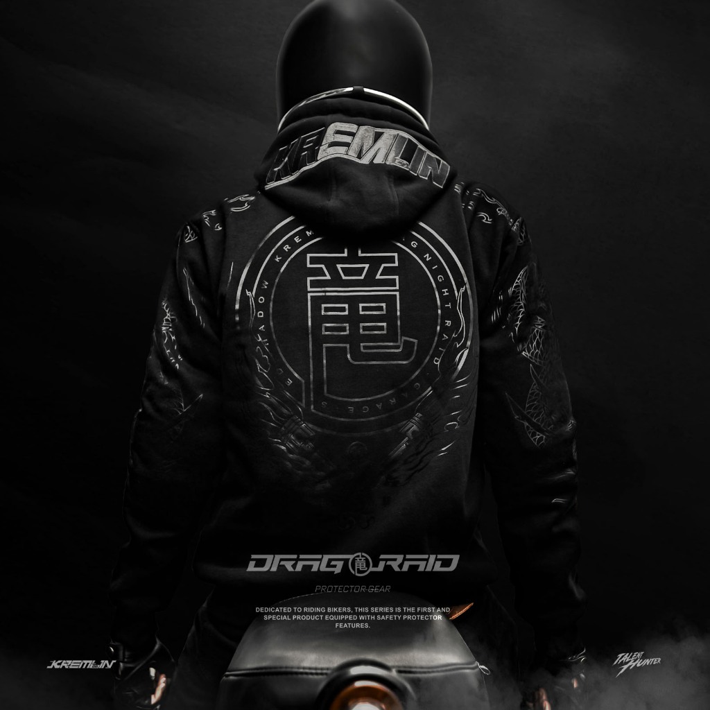 KREMLIN - Zipper Hoodie Bikers with 7-set Protector gear  - DRAGRAID