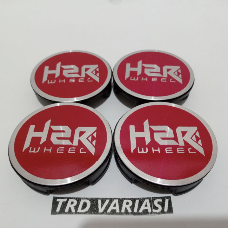 Dop Roda Tutup Velg Racing HSR Diameter 6cm Merah Lis Chrome (SET)