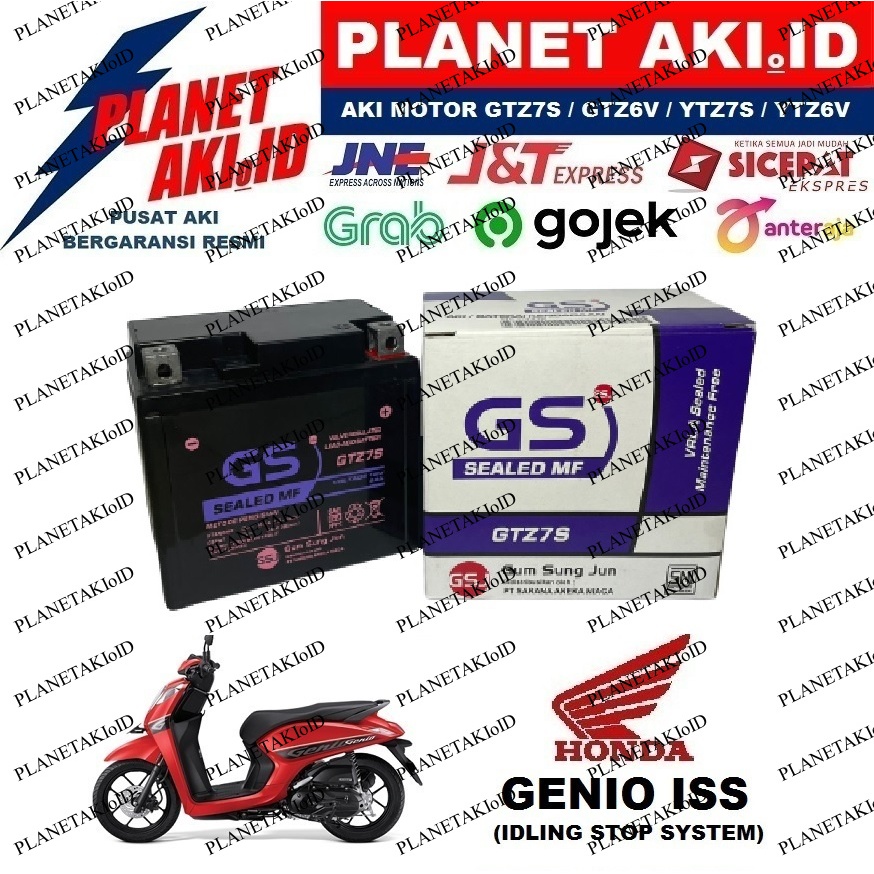 Aki Motor Honda Genio ISS GTZ7S Accu Kering MF