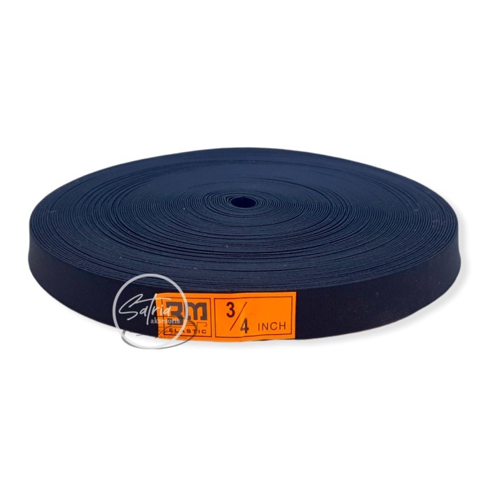 Elastis 3M / Bahan Elastic 3M / Karet Elastis 3M 3/4 inch 2cm Hitam