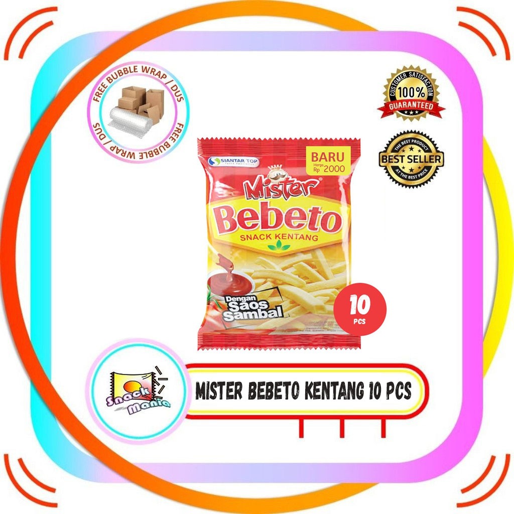 

Mister Bebeto 15 gr x 10 pcs RENTENG Snack Kentang dengan Saos