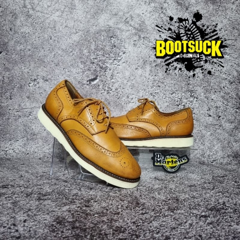 Hawkins Wingtip Brogue Brown Tan 7UK Made in Myanmar NO England MIE Docmart Dr.Martens Solovair Dr M