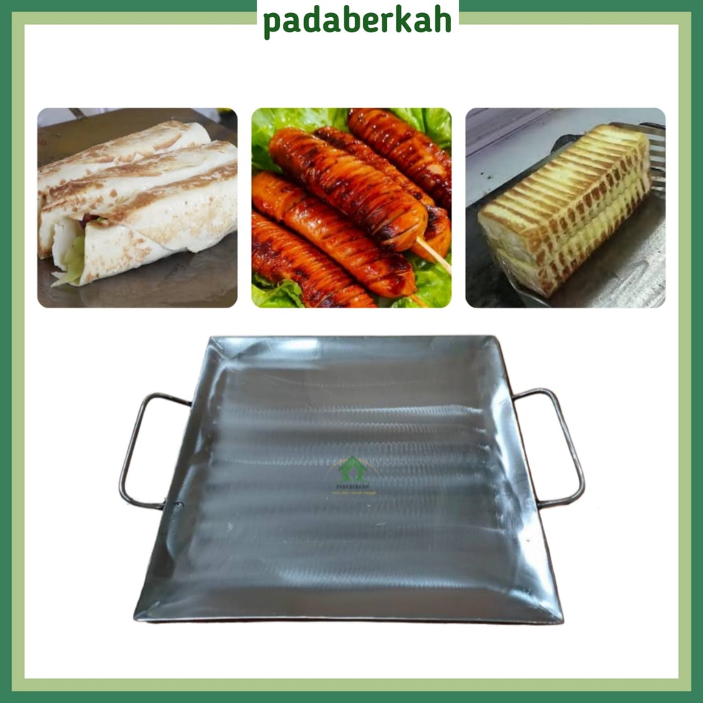 Wajan Persegi Plat Panggangan Sosis Kebab Roti Bakar Burger/ Wajan Kuali Kotak Plat Panggangan Roti 