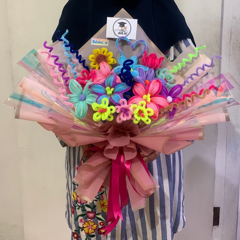 

BIG SALE Pipe cleaner bouquet Buket kawat bulu Flowers bouquet murah