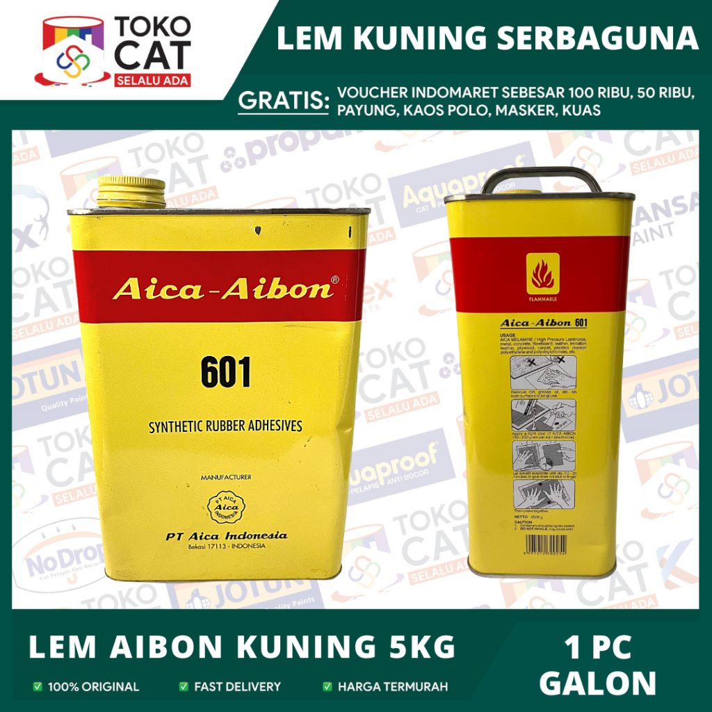 LEM KUNING AICA AIBON 5KG /LEM SERBAGUNA KAYU KARPET HPL INSTANT/SAMEDAY