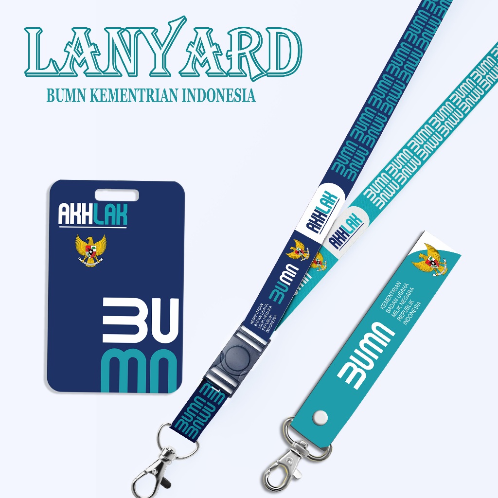 

STRAP LANYARD CARD HOLDER BUMN Kementrian Indonesia Gantungan Kunci, Handphone, ID Card