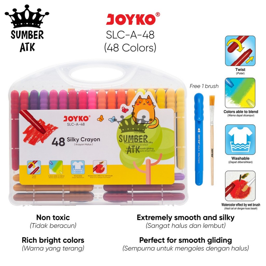 

HJK Silky Crayon Krayon Halus Joyko SLC-A SLC-A-12 SLC-A-24 SLC-A-36 SLC-A-48 12 , 24 , 36 dan 48
