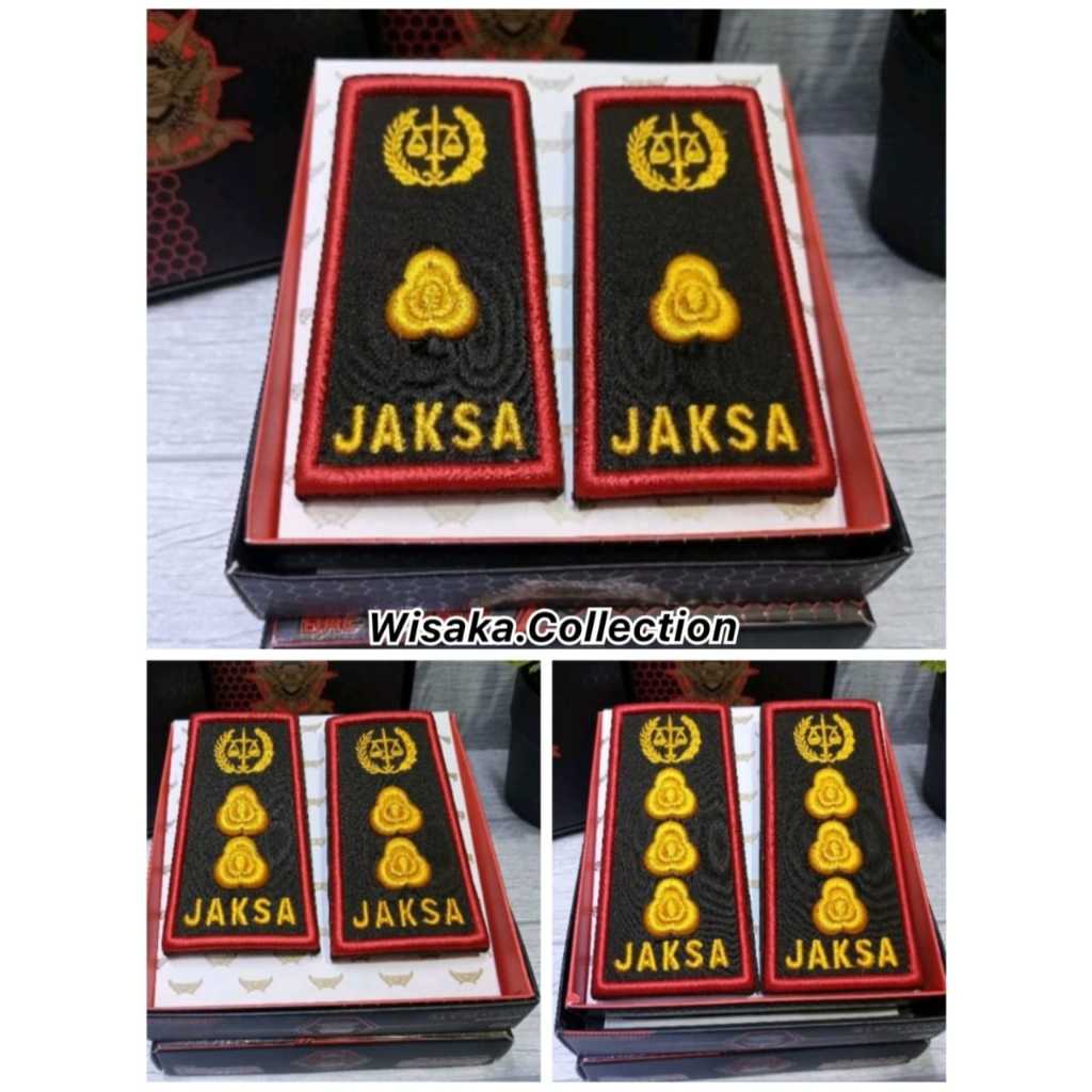 Pangkat Bordir BAC List Merah - Atribut Seragam PDH Kejaksaan RI Jaksa Gol. 3D, 4A, 4B | Tanda Pangk