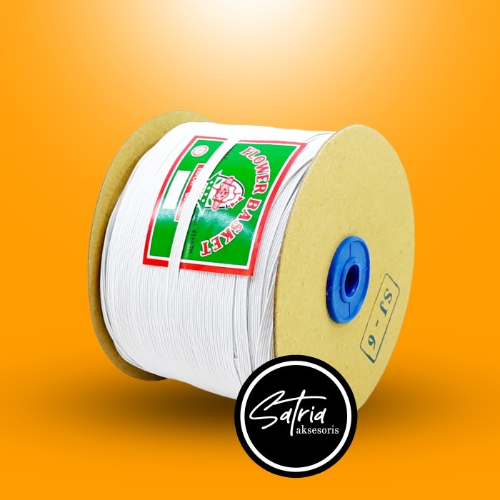 Tali Karet Elastic Flower Basket pUTIH SJ6 6mm / Tali Karet Kolor