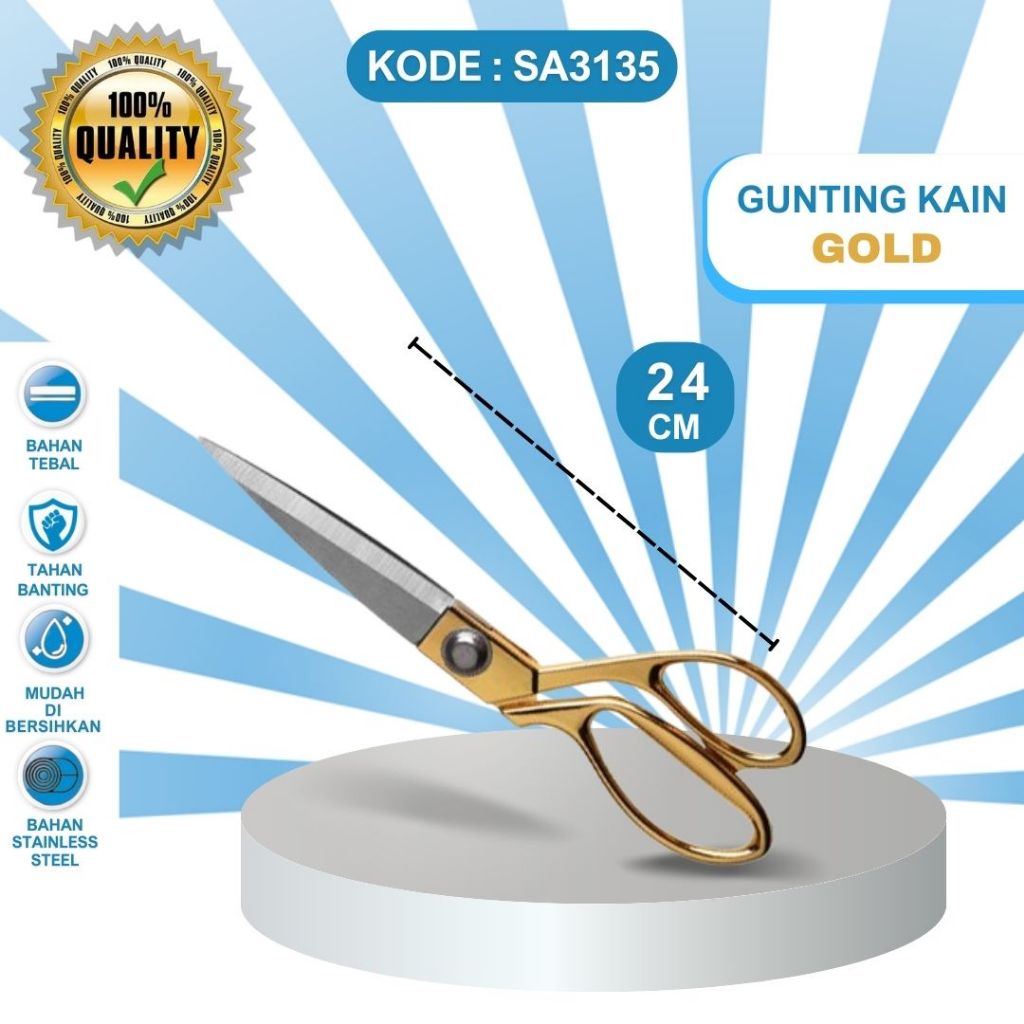 

TAILOR SCISSORS GOLD / GUNTING PENJAHIT / GUNTING KAIN WARNA GOLD