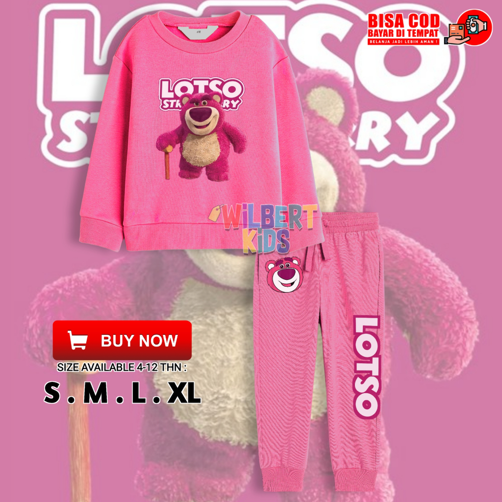Setelan Anak Lotso Toy Story / Set Sweater Jogger Anak Lotso