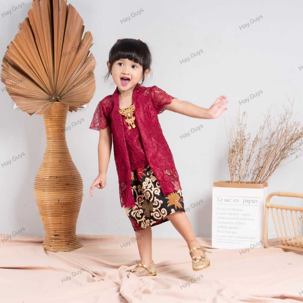 Setelan Kebaya Anak Kutu Baru Brukat Pesta Kondangan FREE BANDO Kebaya Burkat Anak TK SD Baju Adat K