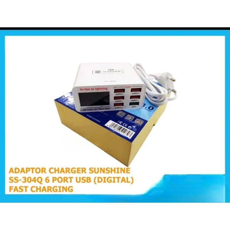 ADAPTOR CHARGER SUNSHINE SS-304D. SS-304Q 6 PORT USB (DIGITAL)