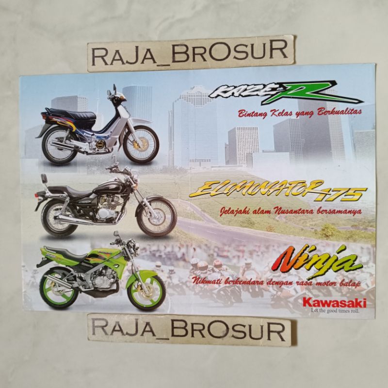 Poster brosur katalog flyer jadul lawas Kawasaki Kaze R/Eliminator 175/Ninja 150 R/Ninja Kis 2001