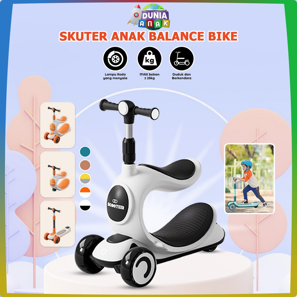 Skuter Anak 3IN1 Serbaguna Mainan Dorongan Anak / Scooter Otoped Anak Roda 3 / Skuter Duduk Kursi Go