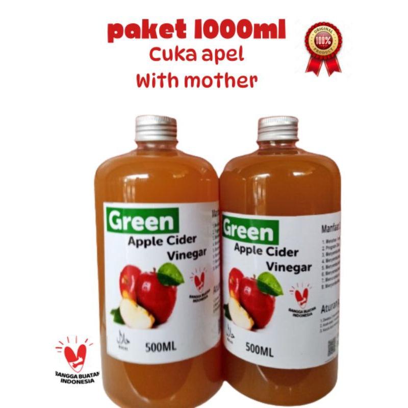 

Cuka Apel GreenAppel -Paket Cuka Apel 1000Ml- Apple cider vinegar - Menu Diet -Original- Organik