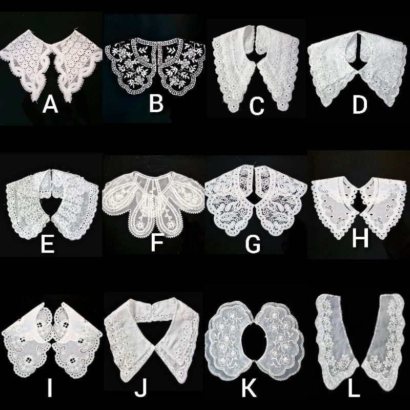 kerah katun bordir korean style, kerah lebar