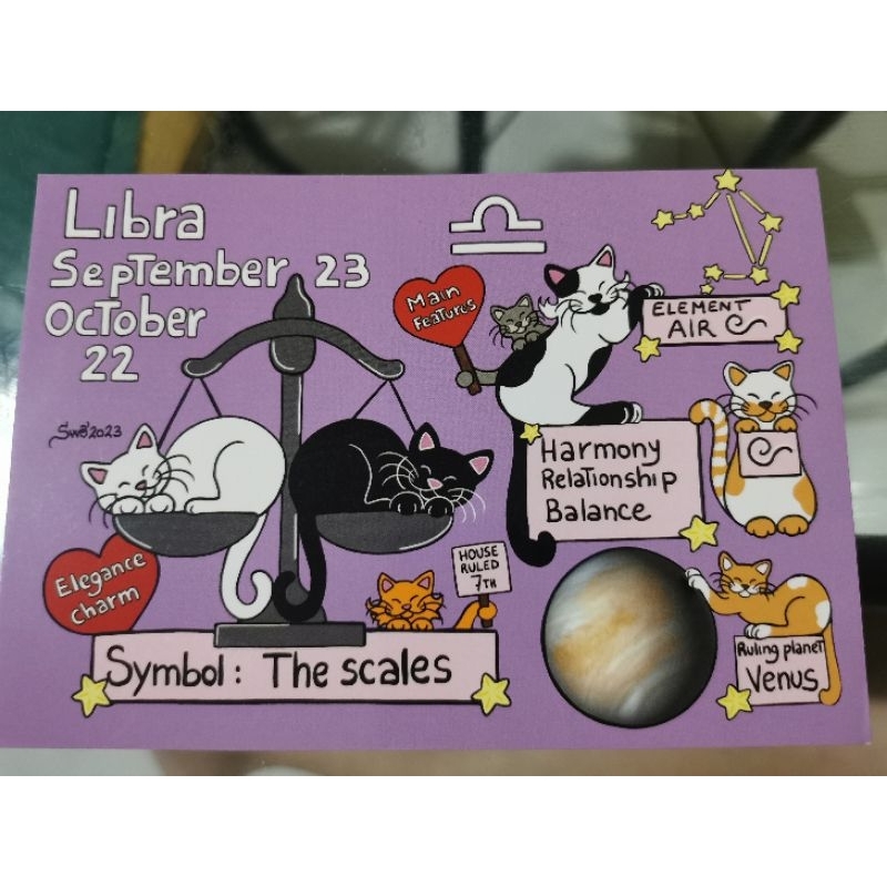

kartu pos kucing Titina libra zodiac /titina zodiac cat postcard