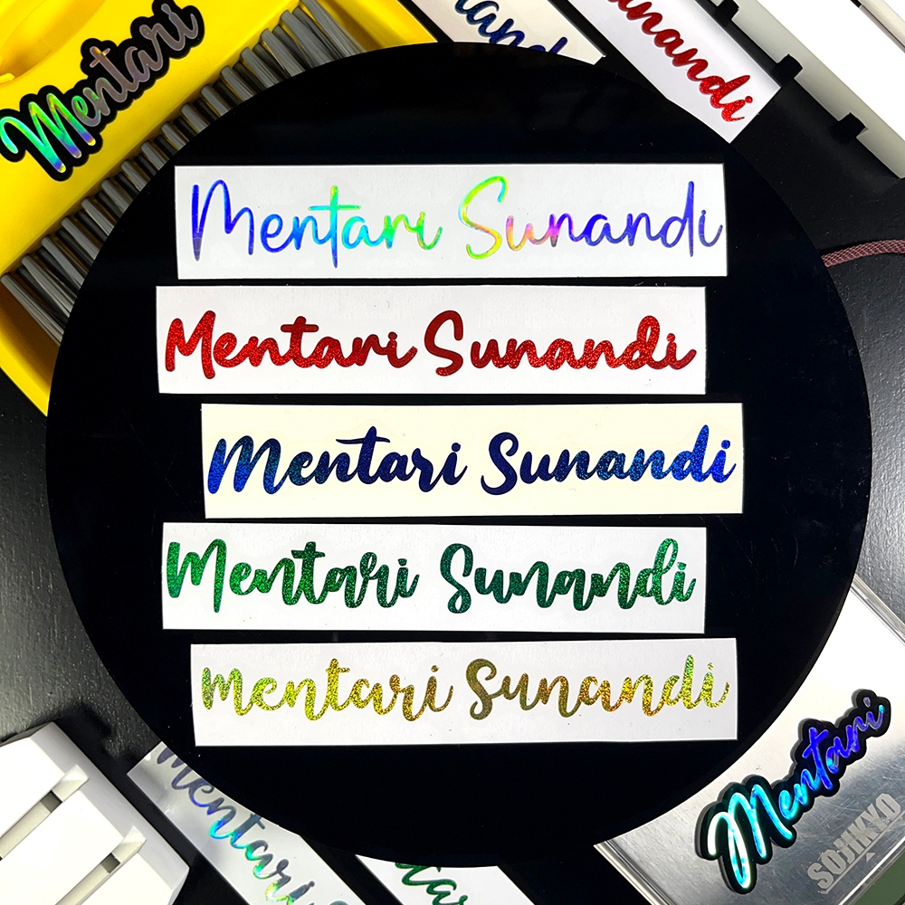 

Stiker Nama Cutting Hologram 1 Warna, Ukuran 2x7cm Model Huruf Estetik