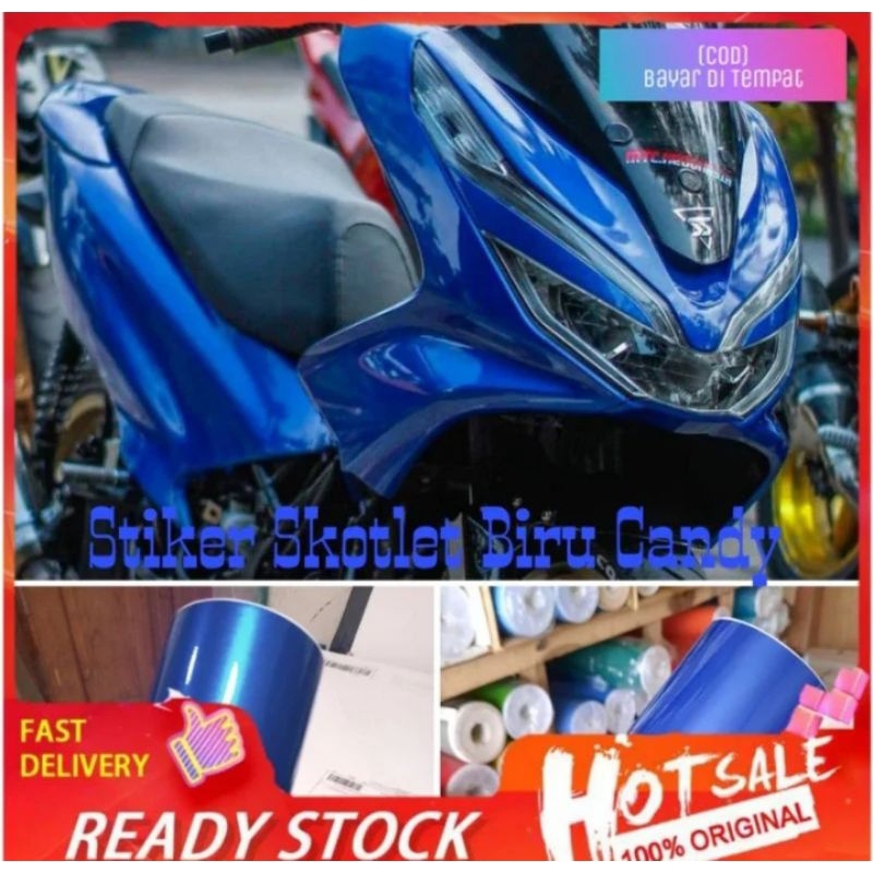 STIKER SKOTLET BIRU CANDY SCOTLET BIRU METALIK SKOTLET MOTOR PCX SCOTLET MOTOR