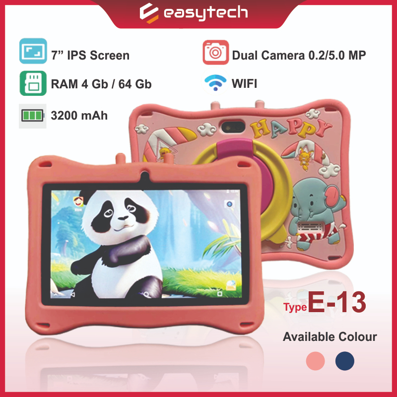 Tablet Anak E-13 / Tablet Belajar Anak / Tablet Android Anak / Kids Tablet Study / Tablet Layar Sentuh Edukasi IPS Screen 7 inc WIFI Hotspot